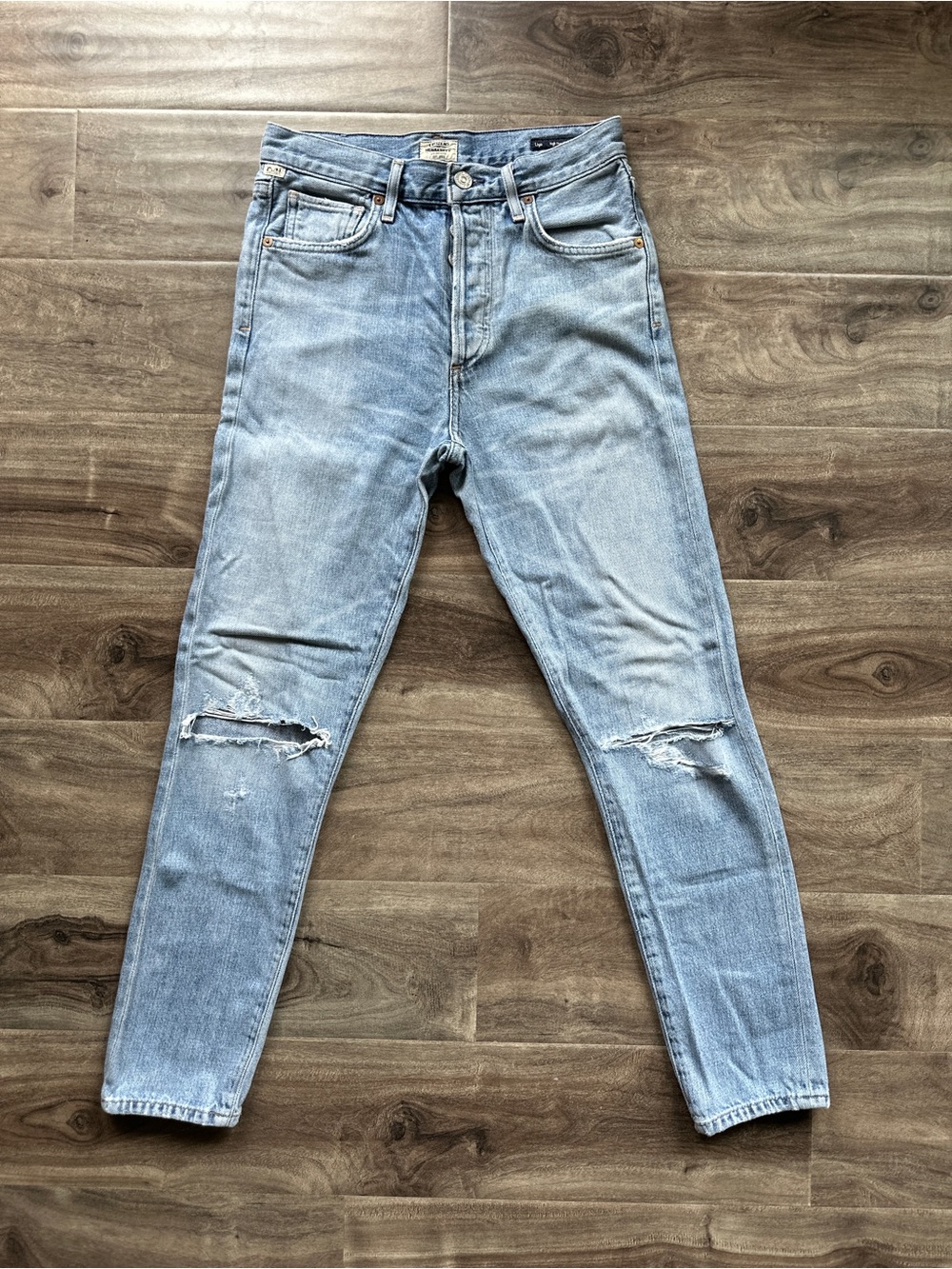 Citizens Of Humanity Liya Blue High Rise Classic Fit Crop Jeans Distressed 23